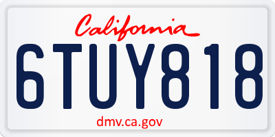 CA license plate 6TUY818
