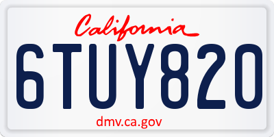CA license plate 6TUY820