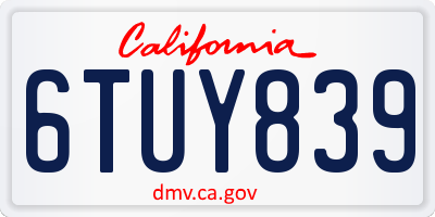 CA license plate 6TUY839
