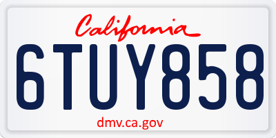 CA license plate 6TUY858