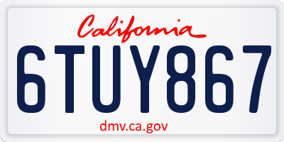 CA license plate 6TUY867