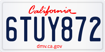 CA license plate 6TUY872