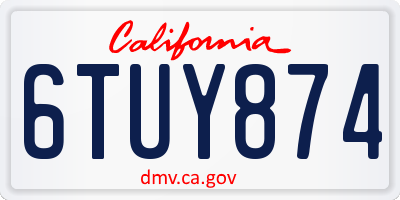 CA license plate 6TUY874