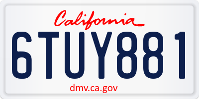 CA license plate 6TUY881