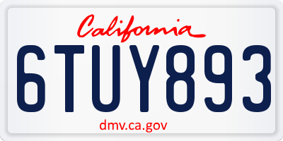 CA license plate 6TUY893