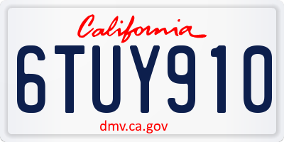 CA license plate 6TUY910