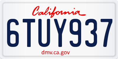 CA license plate 6TUY937