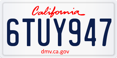 CA license plate 6TUY947