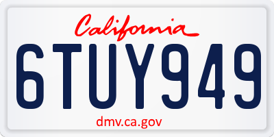 CA license plate 6TUY949