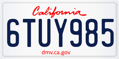 CA license plate 6TUY985
