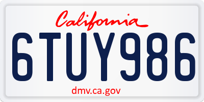 CA license plate 6TUY986