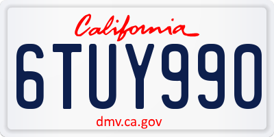 CA license plate 6TUY990