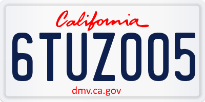 CA license plate 6TUZ005