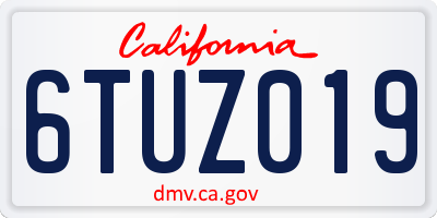 CA license plate 6TUZ019