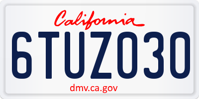 CA license plate 6TUZ030