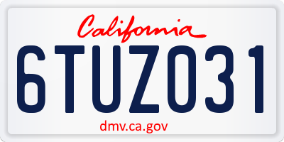 CA license plate 6TUZ031