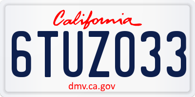CA license plate 6TUZ033