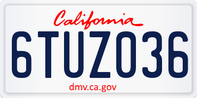 CA license plate 6TUZ036