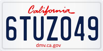 CA license plate 6TUZ049