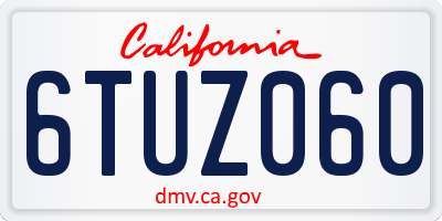CA license plate 6TUZ060