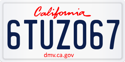 CA license plate 6TUZ067