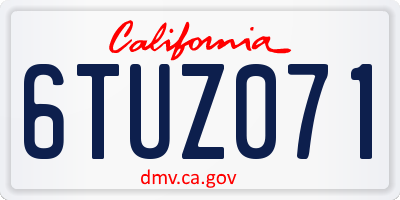 CA license plate 6TUZ071