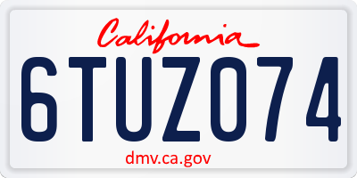 CA license plate 6TUZ074
