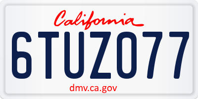 CA license plate 6TUZ077