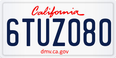 CA license plate 6TUZ080