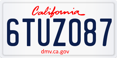 CA license plate 6TUZ087