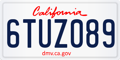 CA license plate 6TUZ089