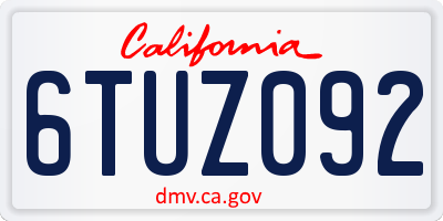 CA license plate 6TUZ092