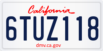 CA license plate 6TUZ118