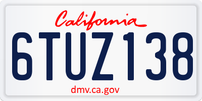 CA license plate 6TUZ138