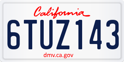 CA license plate 6TUZ143