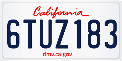 CA license plate 6TUZ183