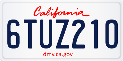CA license plate 6TUZ210