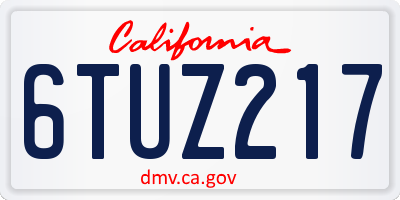 CA license plate 6TUZ217