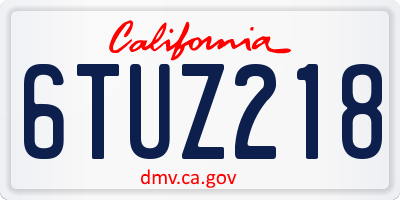 CA license plate 6TUZ218