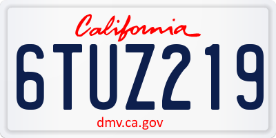 CA license plate 6TUZ219