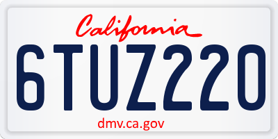 CA license plate 6TUZ220