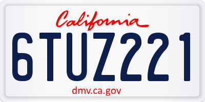 CA license plate 6TUZ221