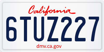 CA license plate 6TUZ227
