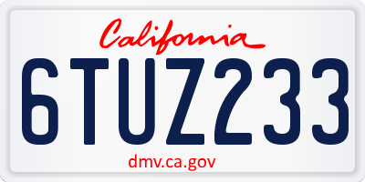 CA license plate 6TUZ233