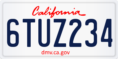 CA license plate 6TUZ234