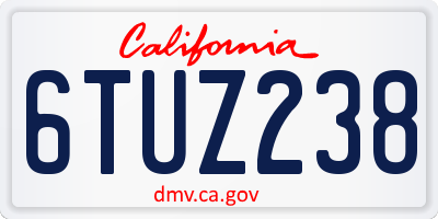 CA license plate 6TUZ238