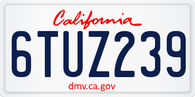 CA license plate 6TUZ239