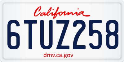 CA license plate 6TUZ258