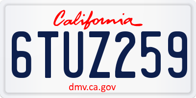 CA license plate 6TUZ259