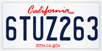 CA license plate 6TUZ263